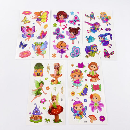 10 Fairy Tattoo Sheets – Non-Toxic Waterproof Kids Party Tattoos