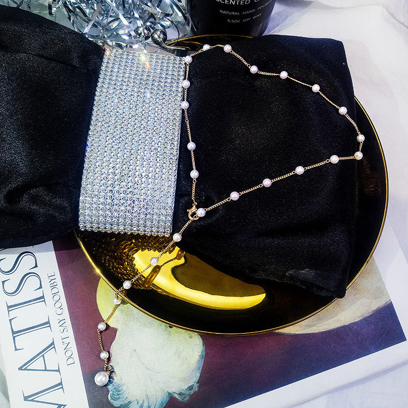 Long Pearl Chain Necklace