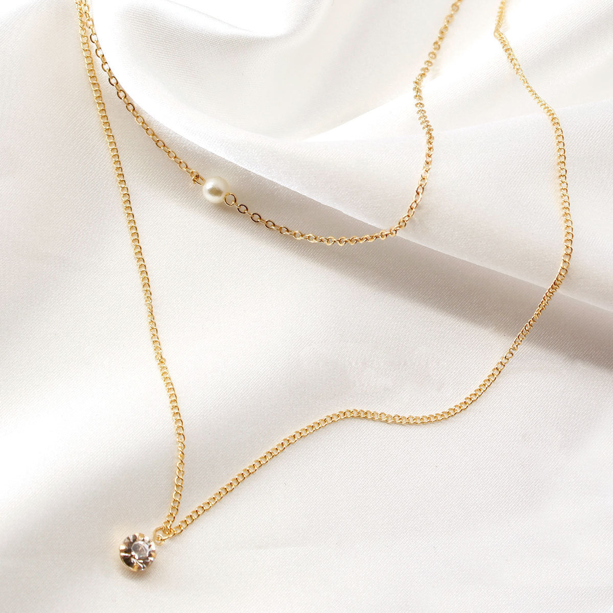 Layer Pearl Beads Chain Necklace