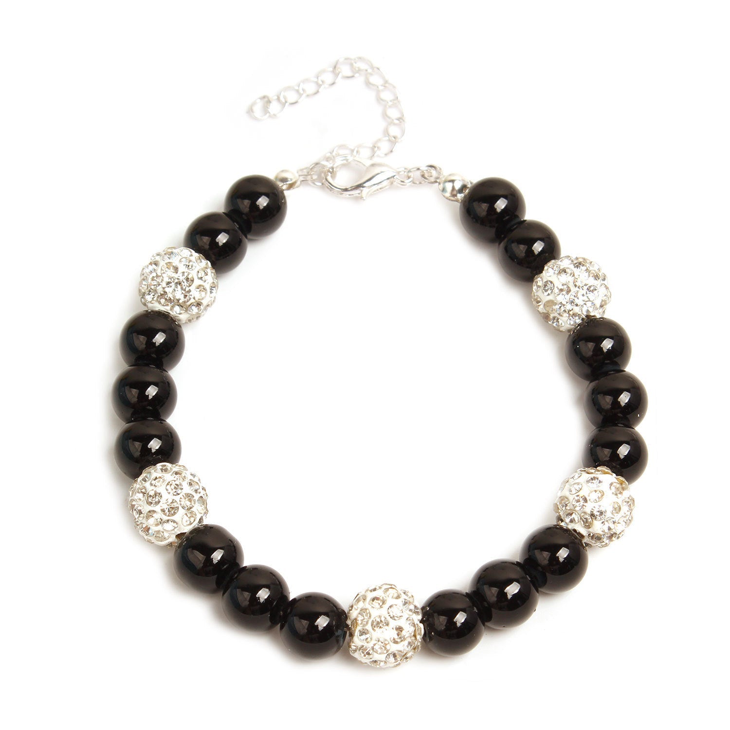 Imitation Pearl Beaded Bracelet Stretch Rhinestone Ball Vintage Bracelet