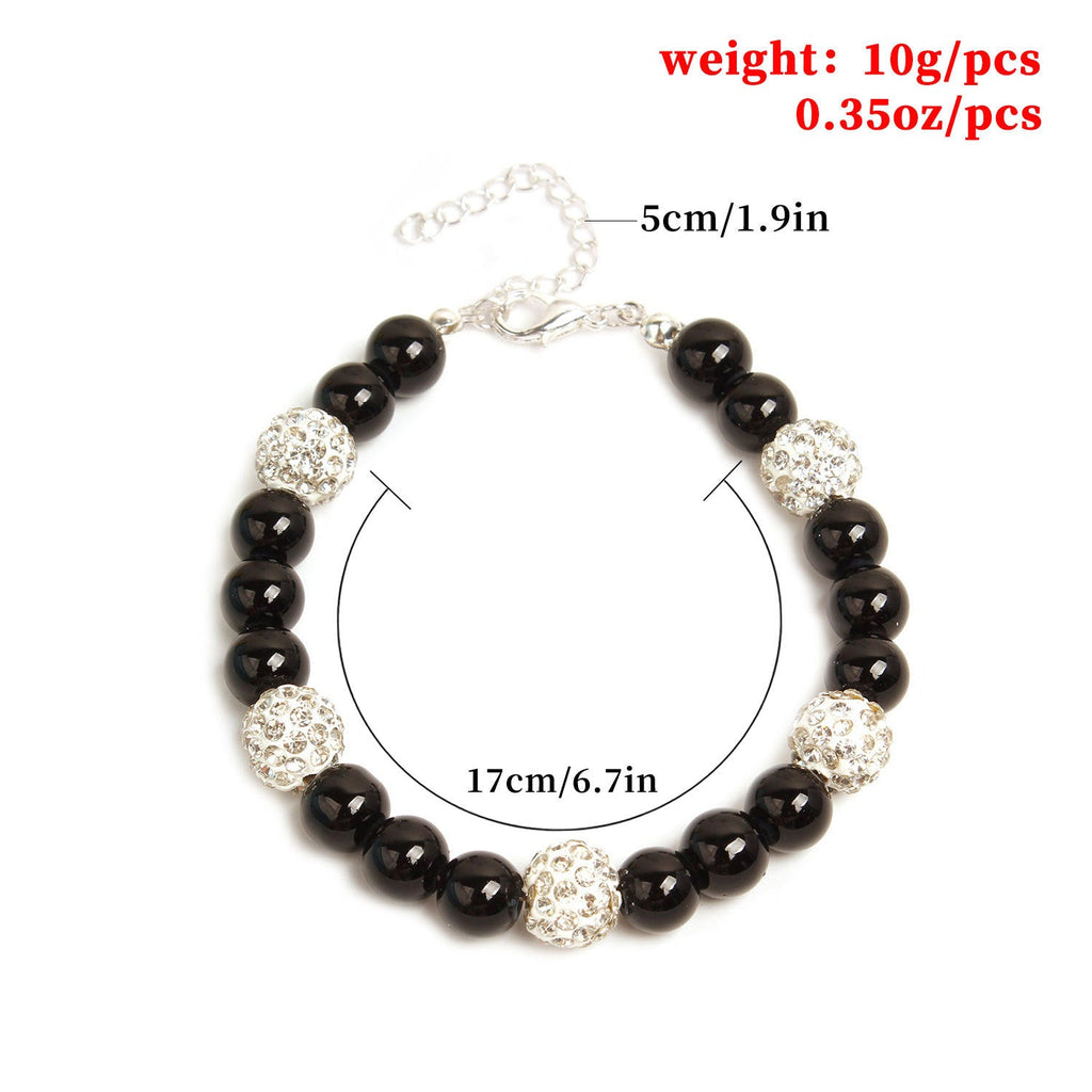 Imitation Pearl Beaded Bracelet Stretch Rhinestone Ball Vintage Bracelet