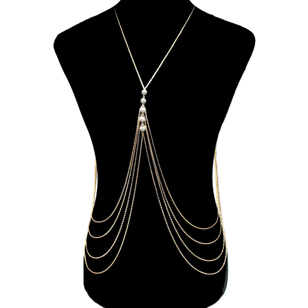 Beach Body Jewelry Sexy Chest Chain with Pearl