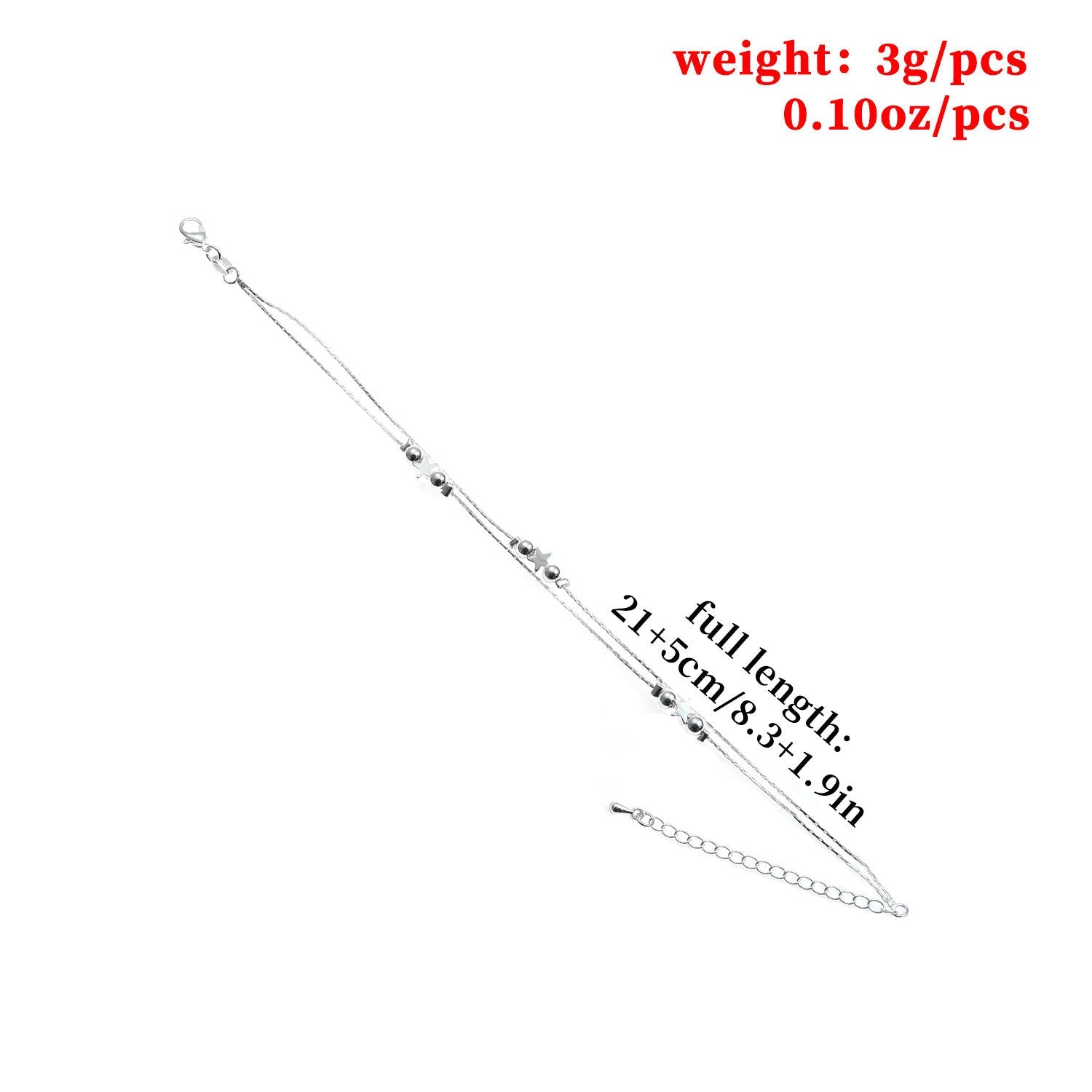 Double Twist Chain Beads Star Charm Foot Bracelets