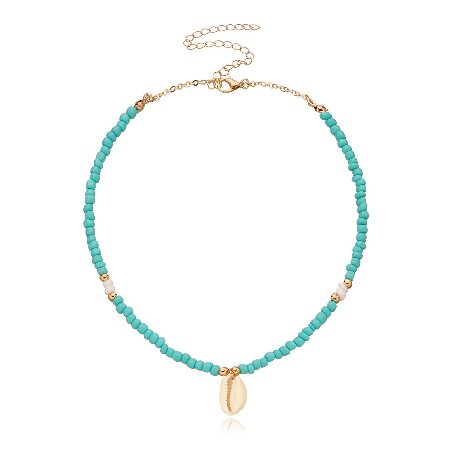 Blue Coconut Sea Shell Conch Pendant Necklace
