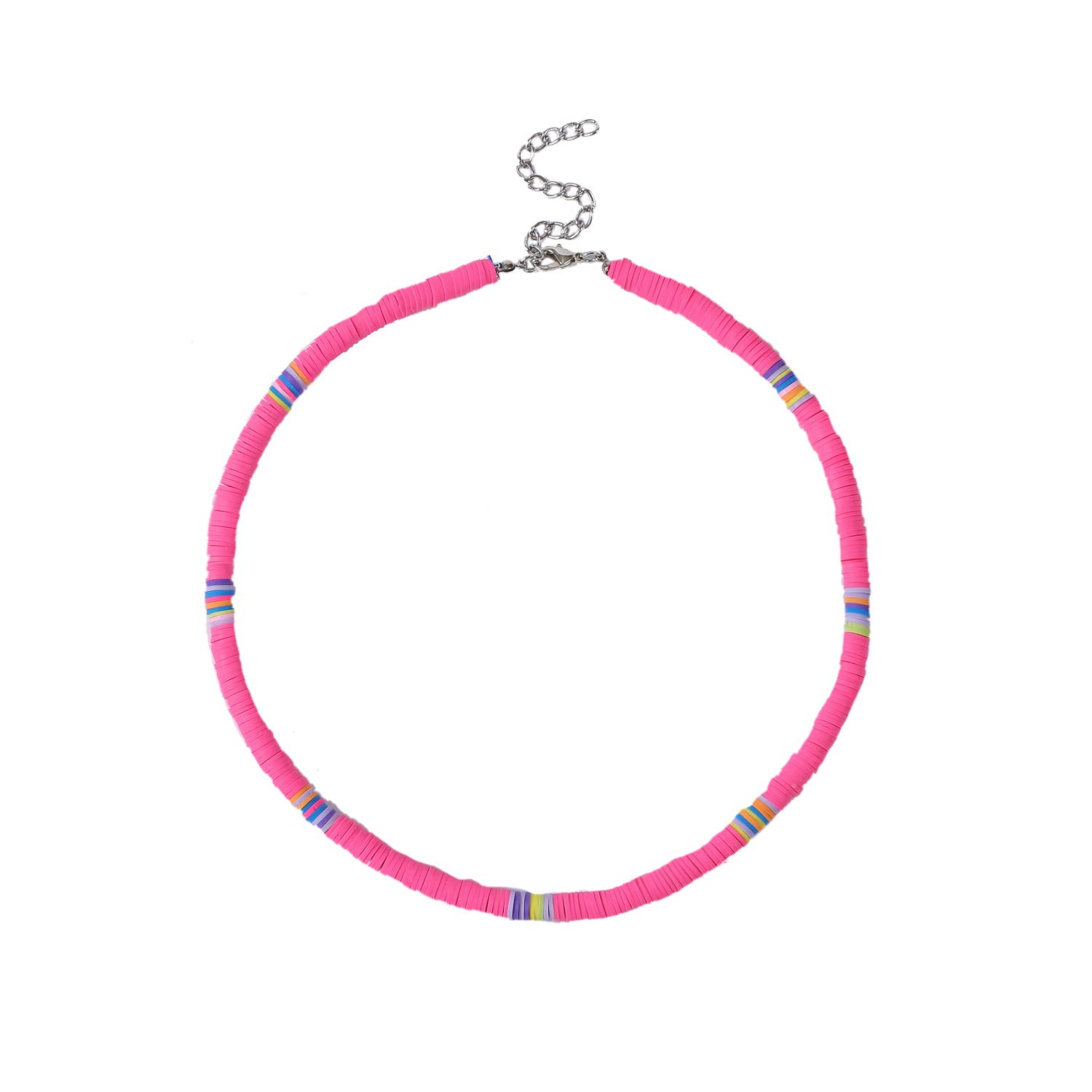 Bohemian Colorful Polymer Clay Disc Beads Necklace
