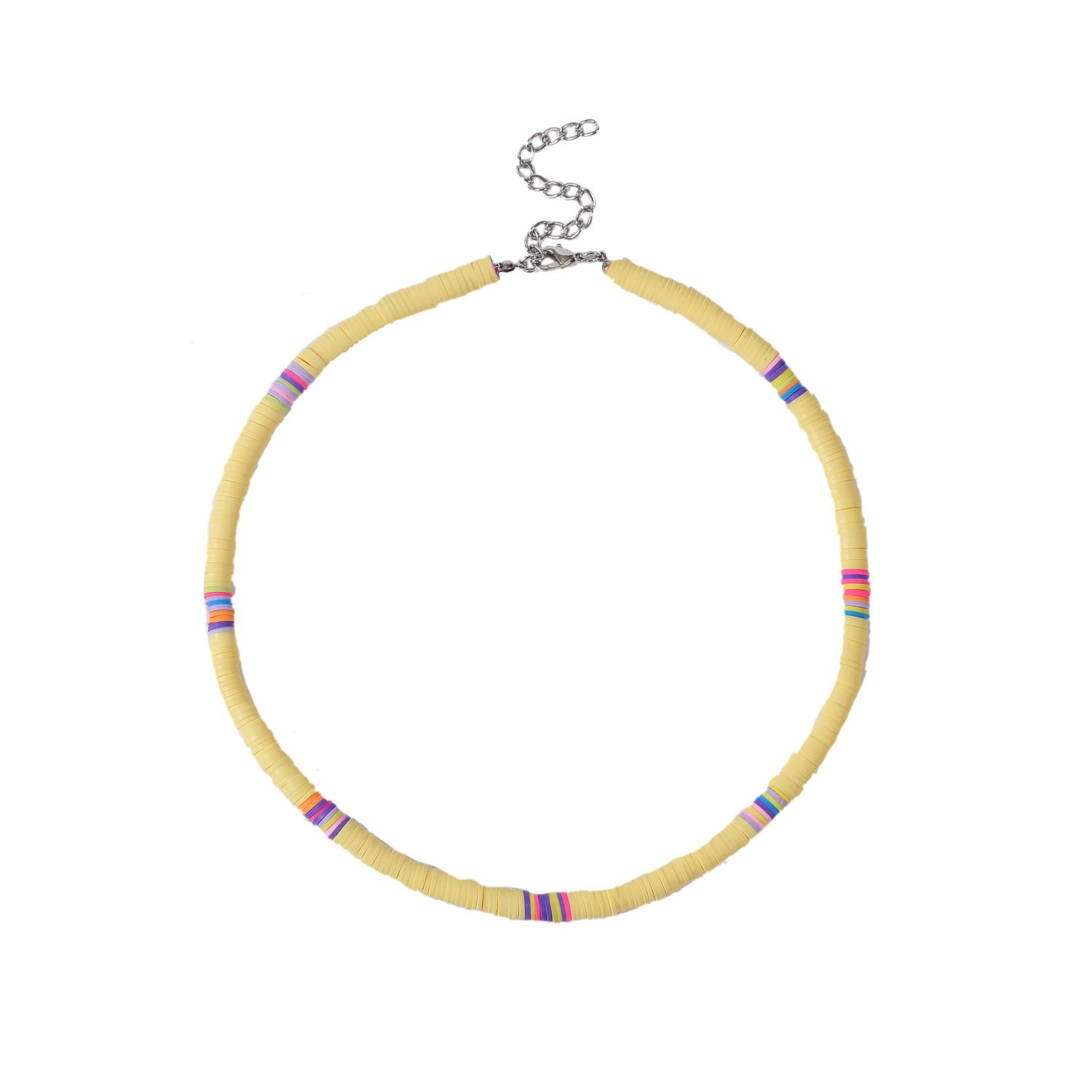 Bohemian Colorful Polymer Clay Disc Beads Necklace