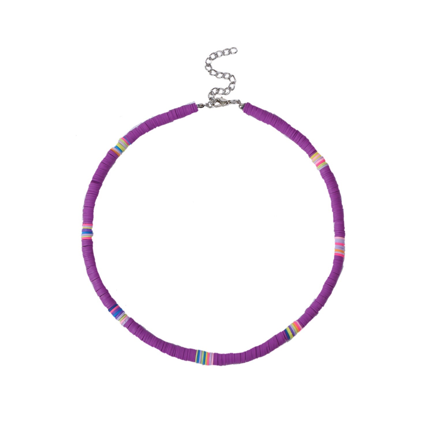 Bohemian Colorful Polymer Clay Disc Beads Necklace