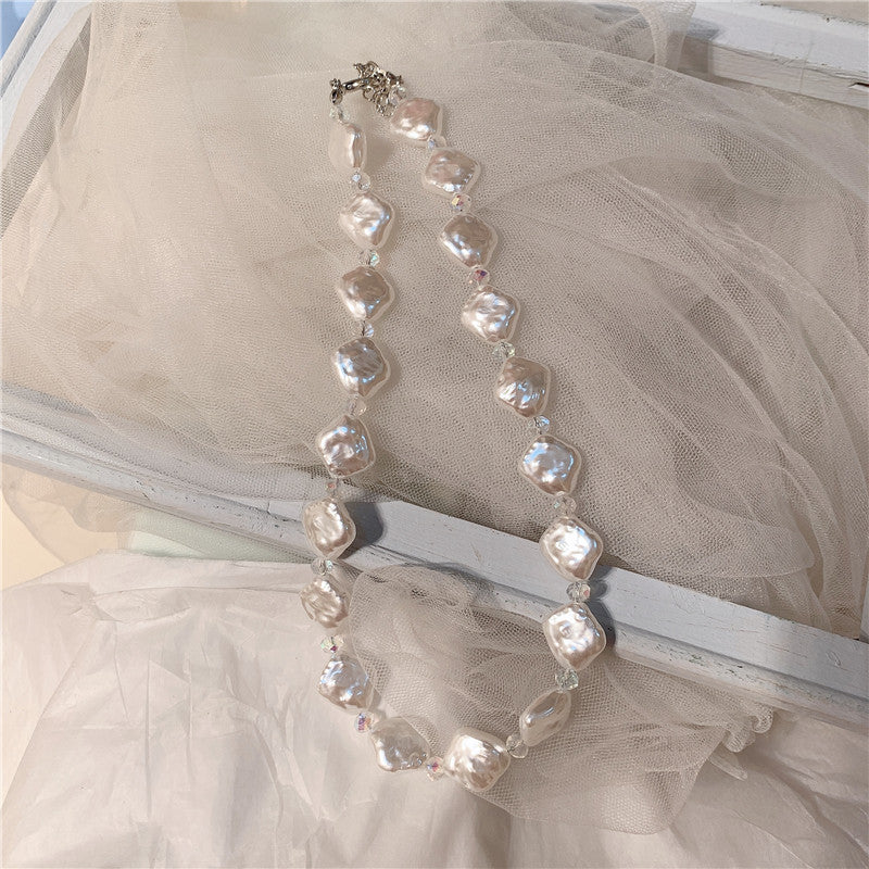 Vintage Crystal Bead Faux Pearl Choker Necklace