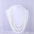 Vintage Pearl Necklace Creamy White 3 Strand Statement Necklace Layered