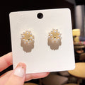 Geometric Pearl Flower Earrings