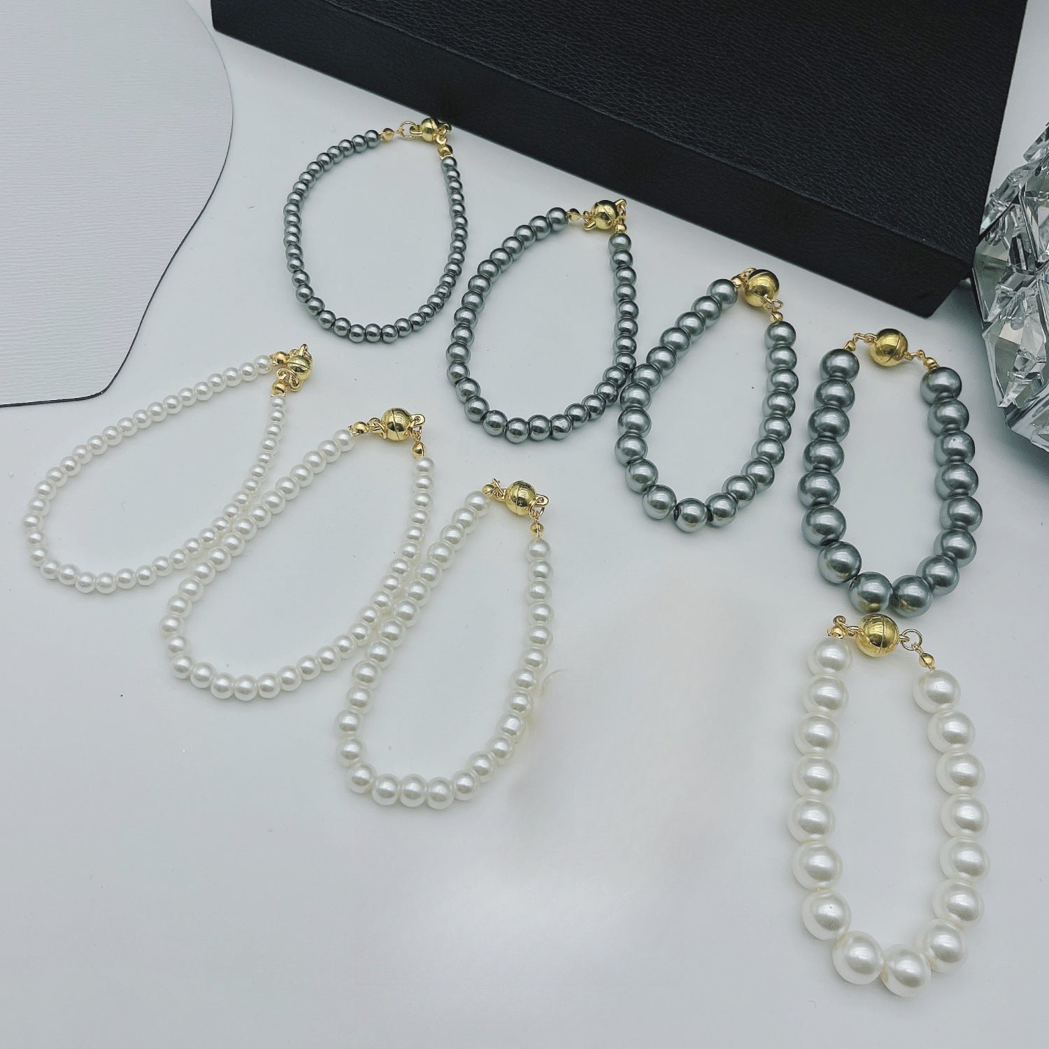 Glass Pearl Bracelet Woman Magnet Clasp
