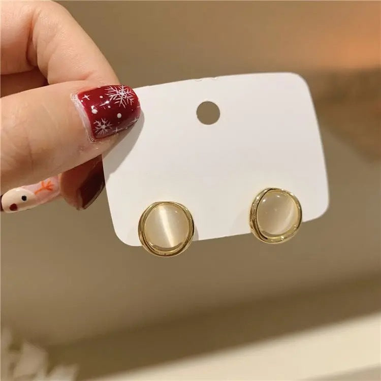 Opal Round Stud Earring for Women