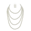 Pearl Necklace Earring Set Multilayer Strand Chain Faux Pearls Jewelry Set