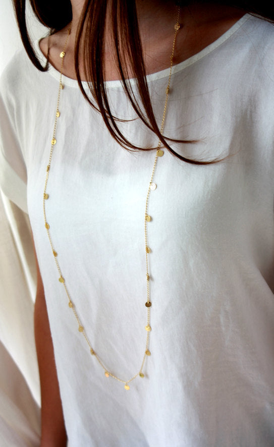 Sequins Pendant Chain Necklace Long Bohemia