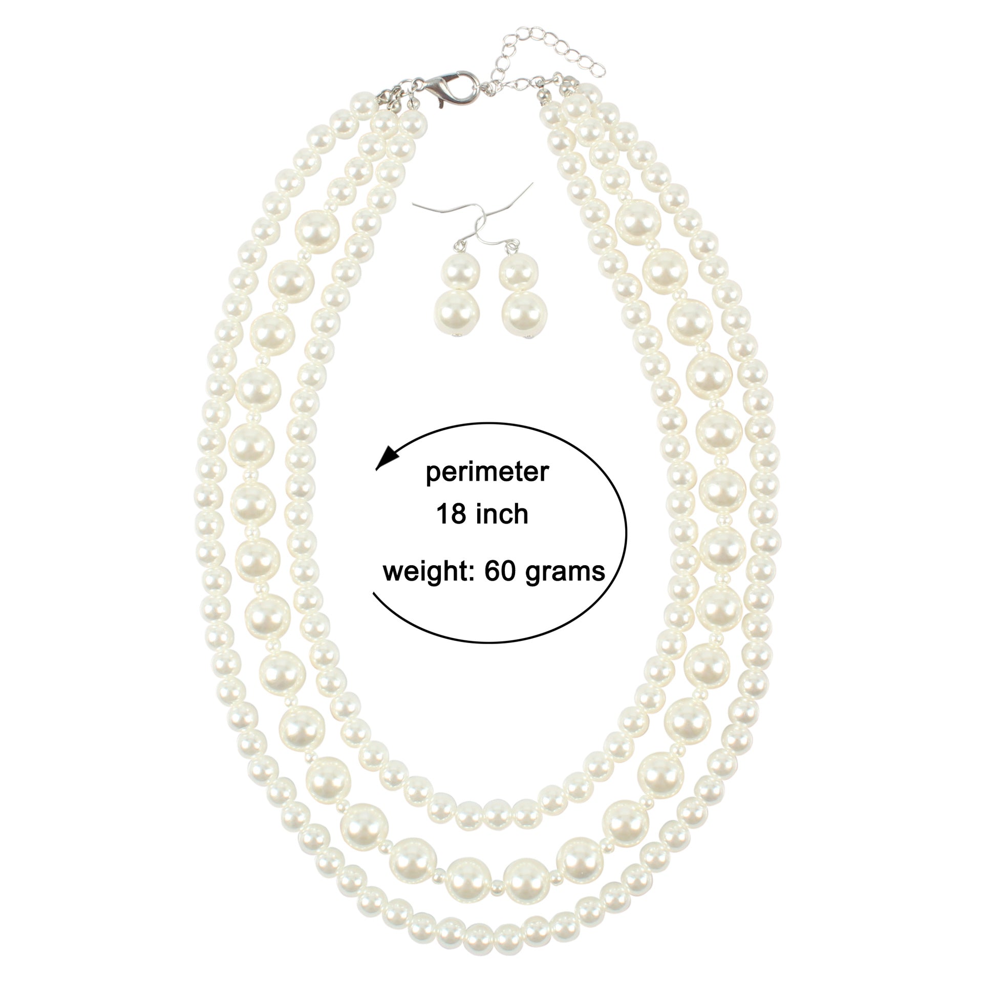 Vintage Handmade Layer Pearl Beaded Choker Necklace Jewelry Set