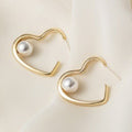 Heart Imitation Pearl Earrings