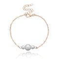 Elegant Dainty Three Pearl Chain Bracelet