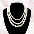 Multi Layer Nature Round Pearl Beaded Necklace Banquet Party Jewelry