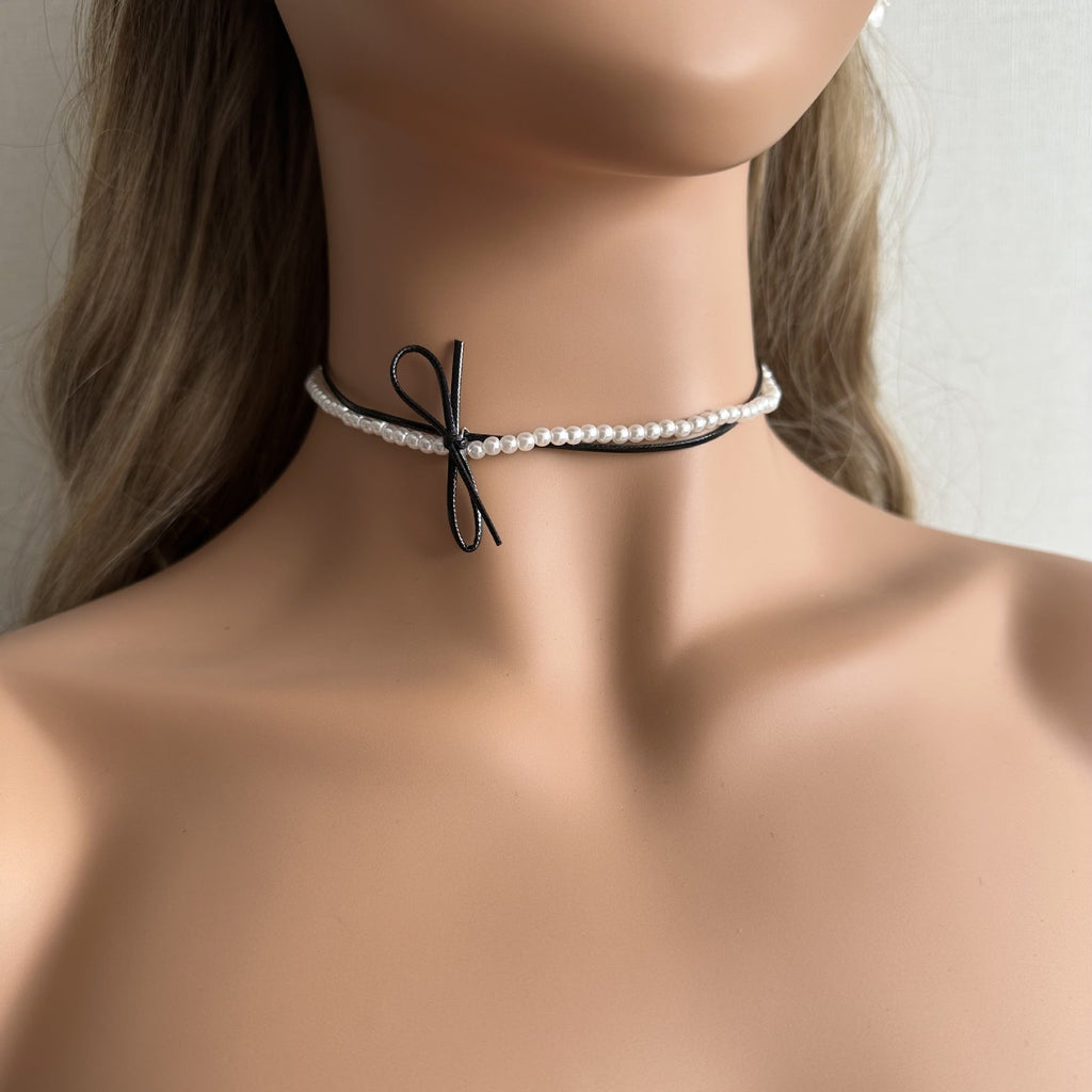 Fashion Beaded BowKnot Necklace