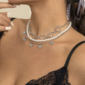 Hollow Out Multilayer Pendant Necklace Simple Heart