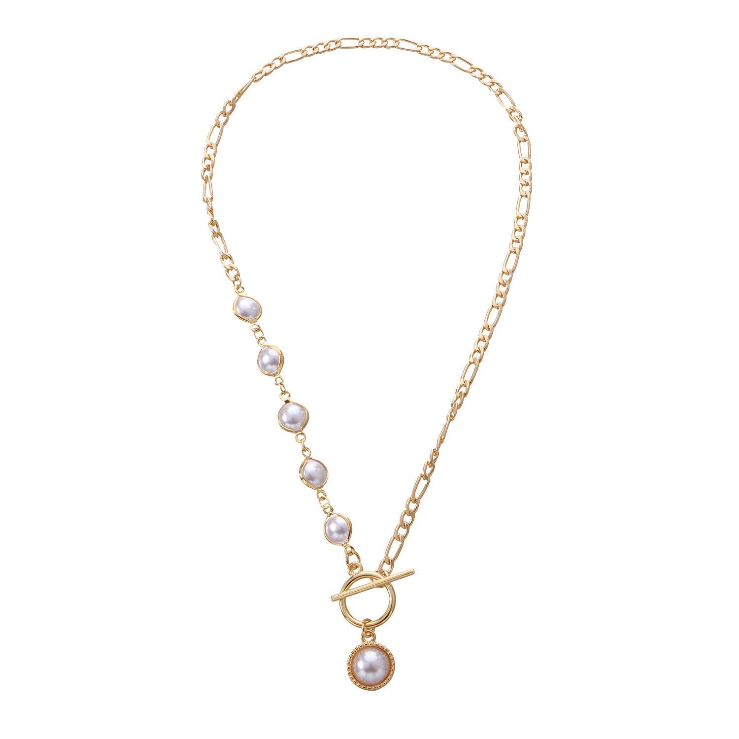 Punk OT Pearl Chain Necklace