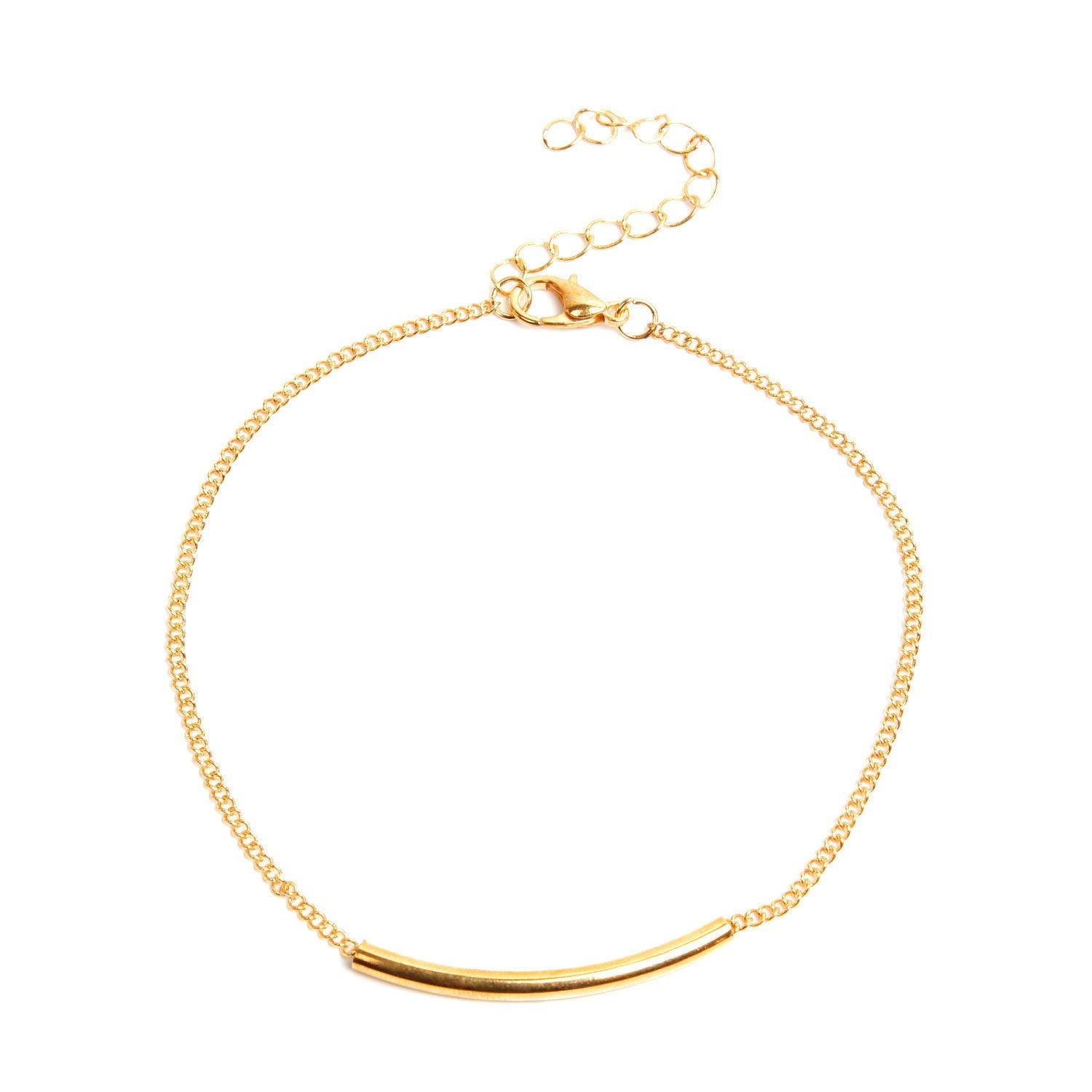 Women Square Tube Curved Bar Ankle Bracelets