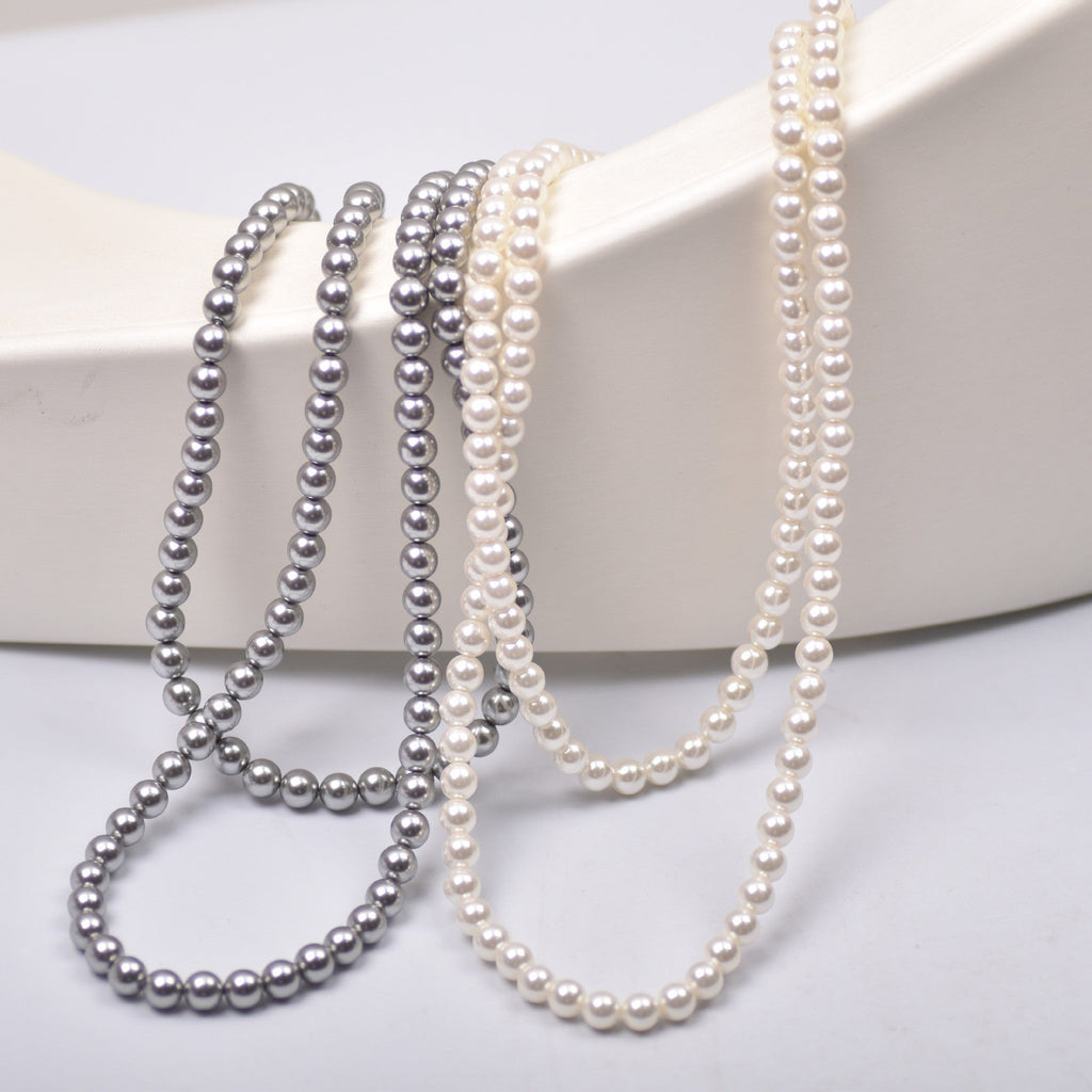 Vintage Long Imitation Pearl Beads Necklace for Women