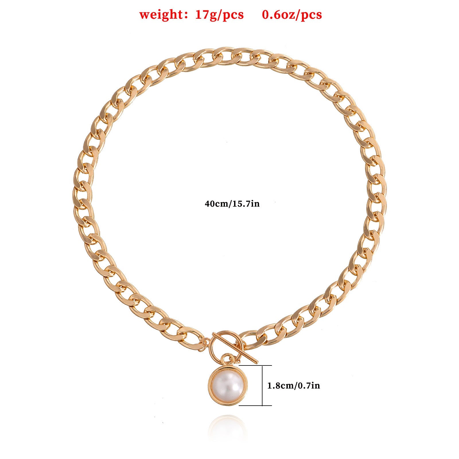 Rectangle Geometric Chain Necklace Pearl