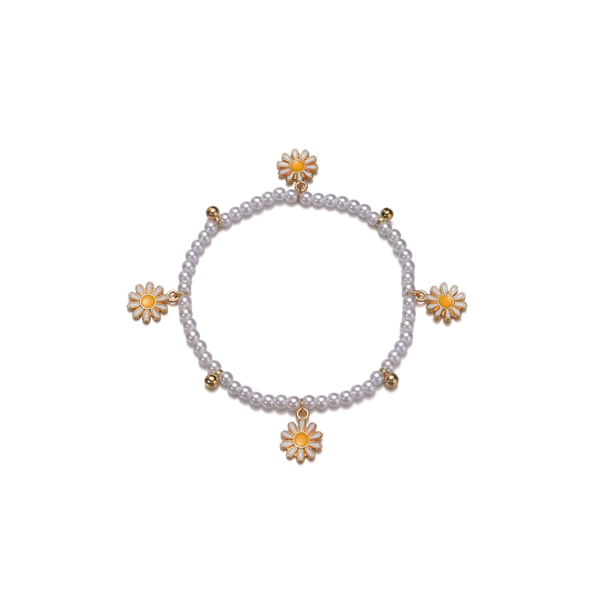 Summer Pearl Daisy Pendant Beach Sweet Cute Anklet Chain
