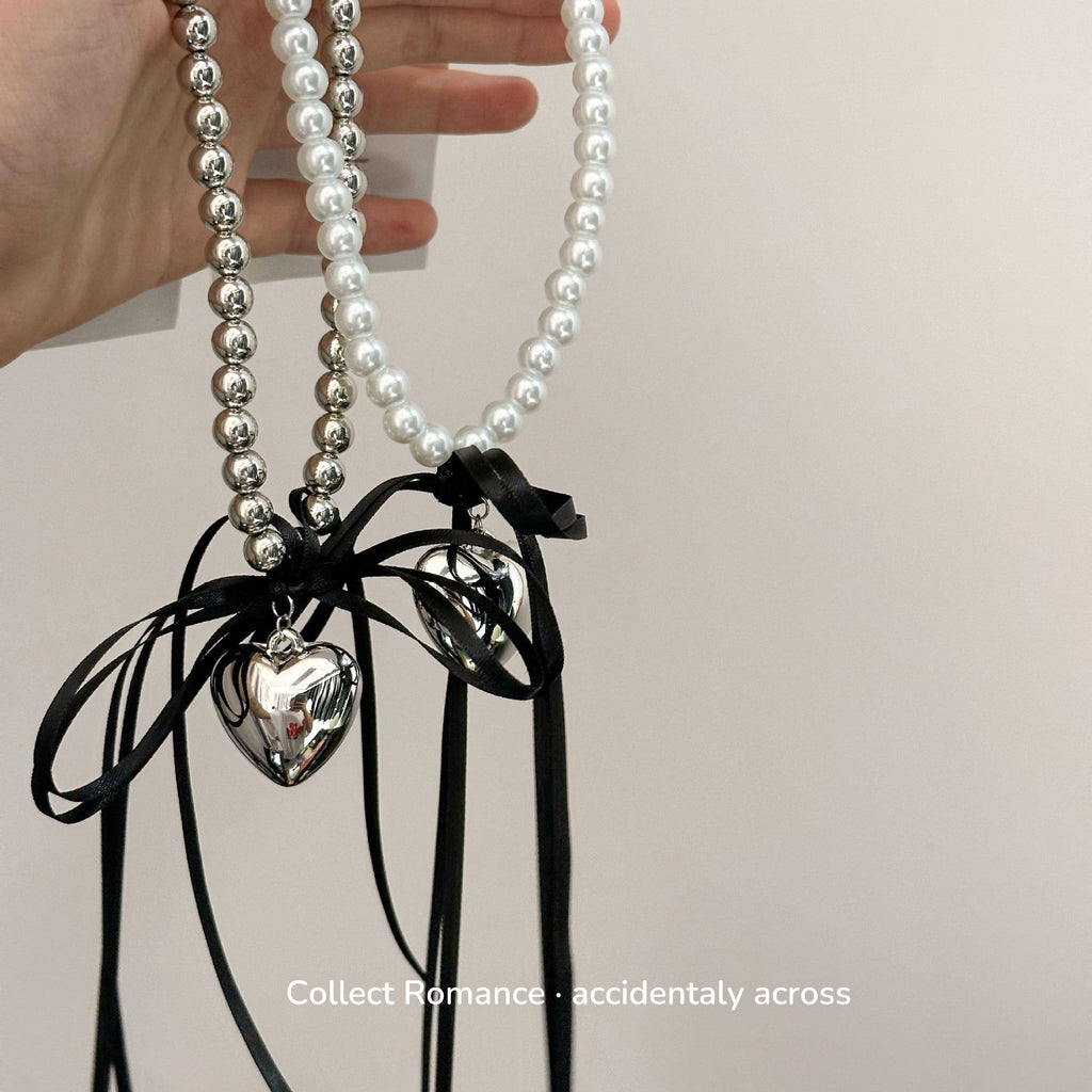 Heart Bowknot Pearl Necklaces