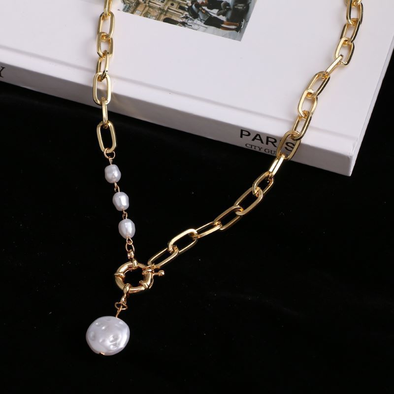 Irregular Shaped Pearl Chain Necklace
