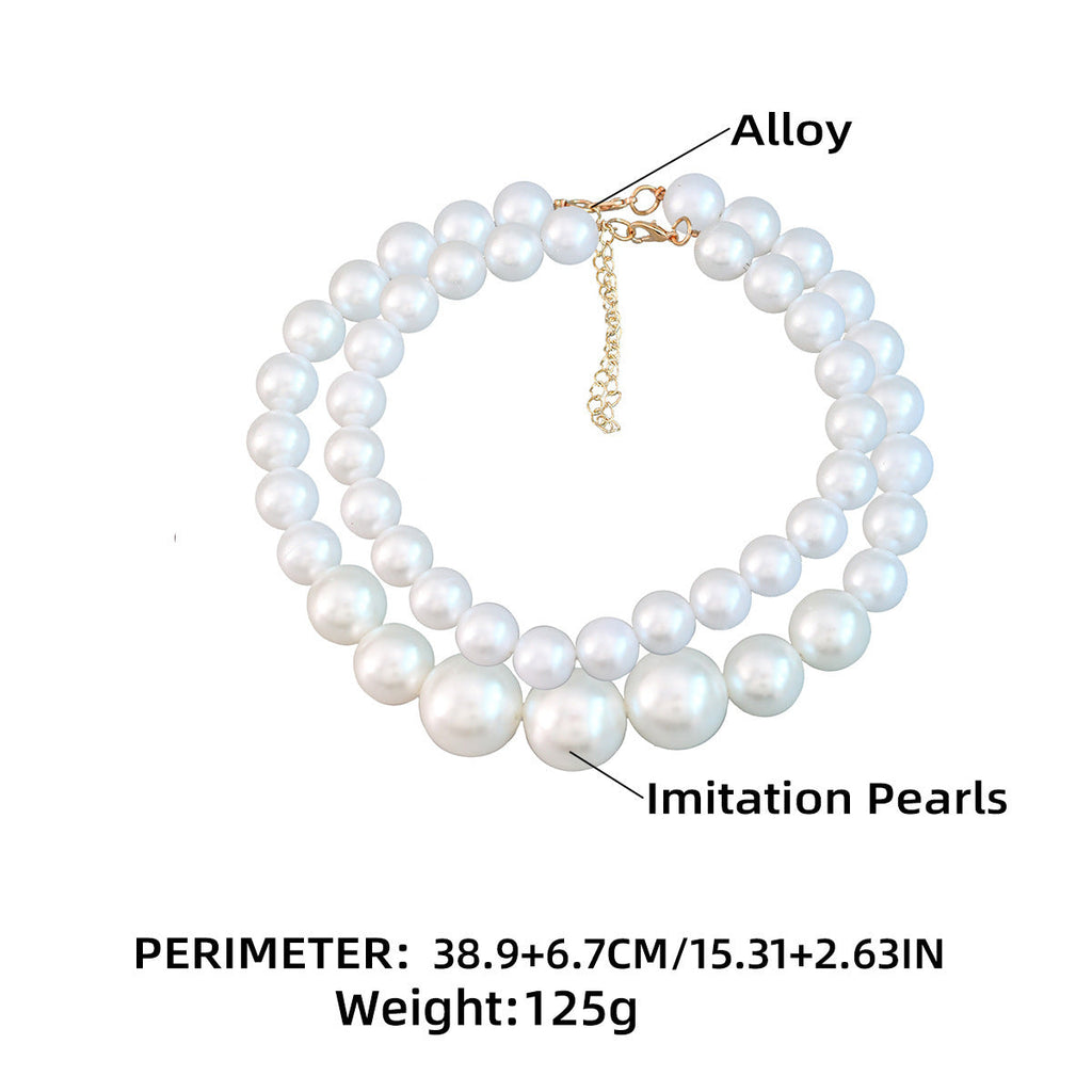 Elegant Double Layered Baroque Pearl Choker Necklace Set