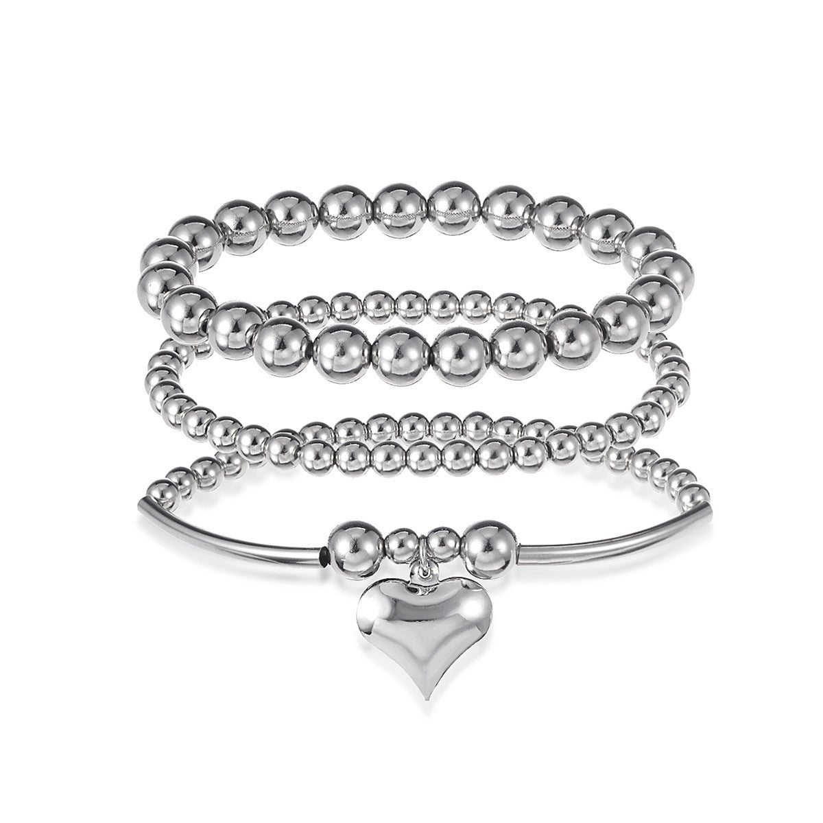 Fashion Peach Heart Pendant Beaded Bracelet