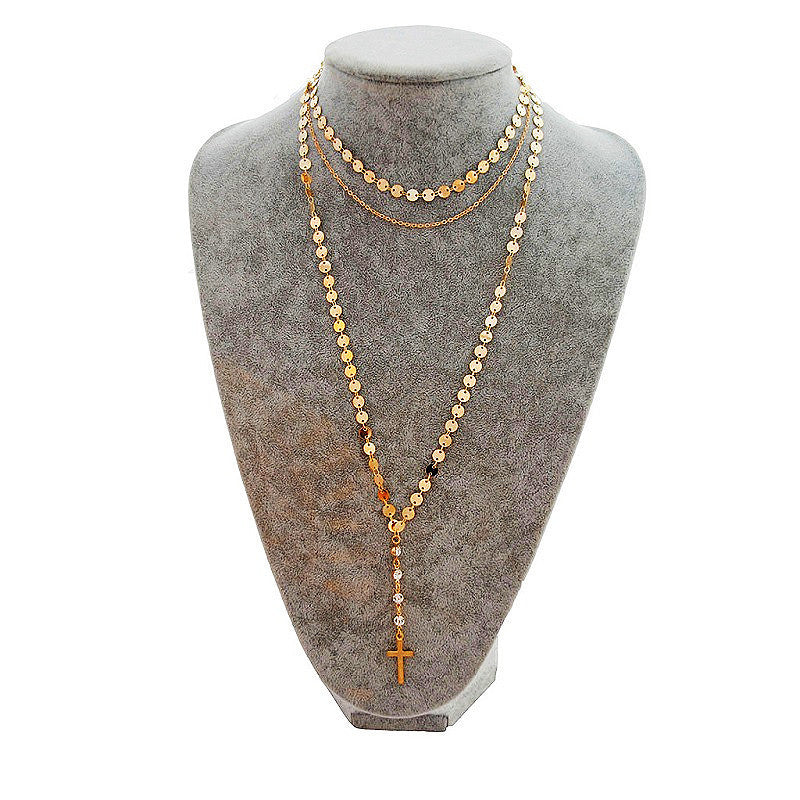 Disc Cross Pendant Necklace