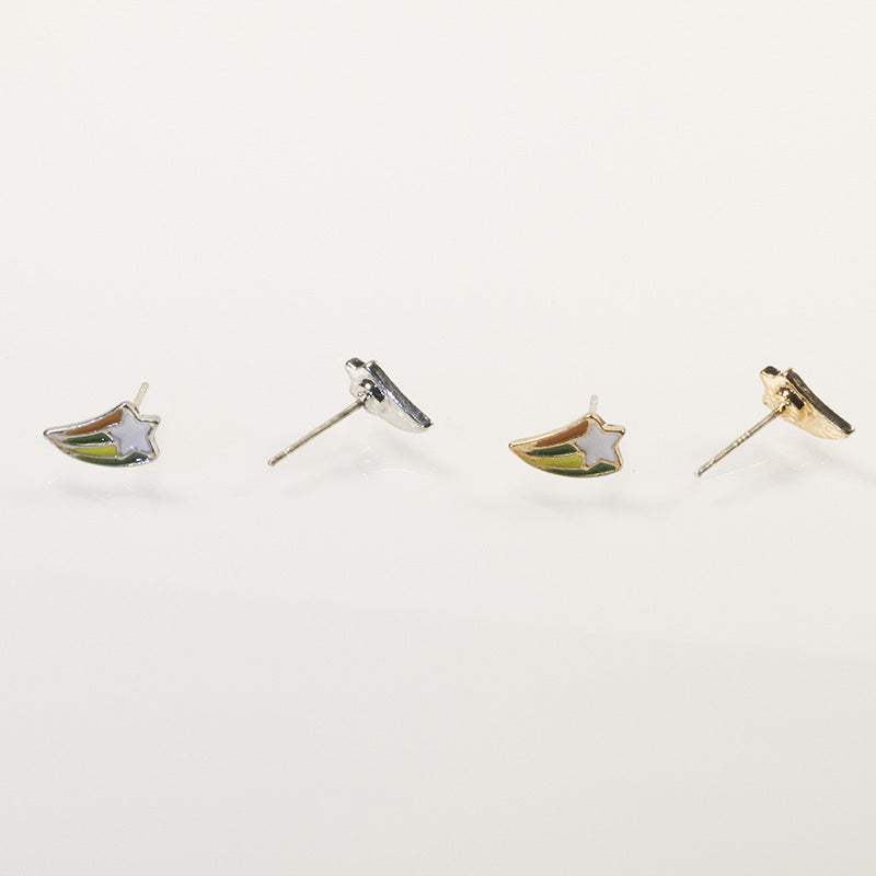 Rainbow pony stud earrings set