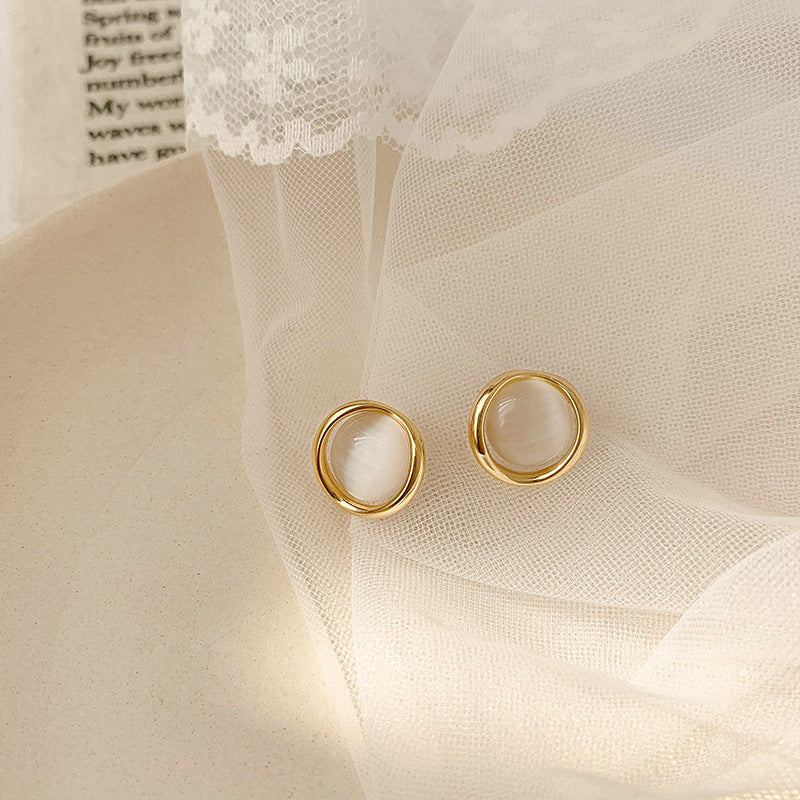 Opal Round Stud Earring for Women