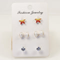 Bow star stud earrings set