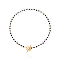 Black Crystal Beaded Chain Necklace