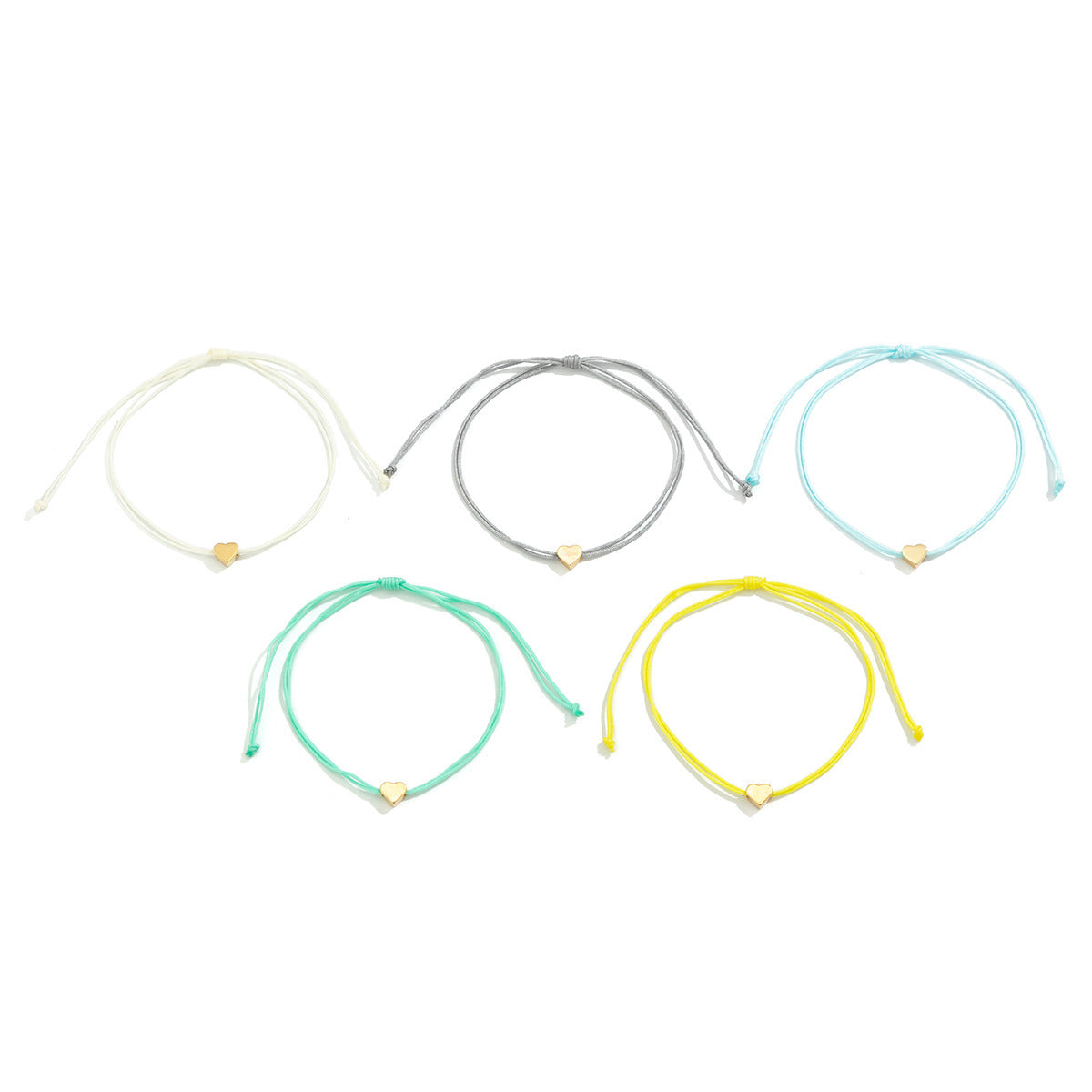 Colorful Drawstring Sweet Love Heart Bracelet