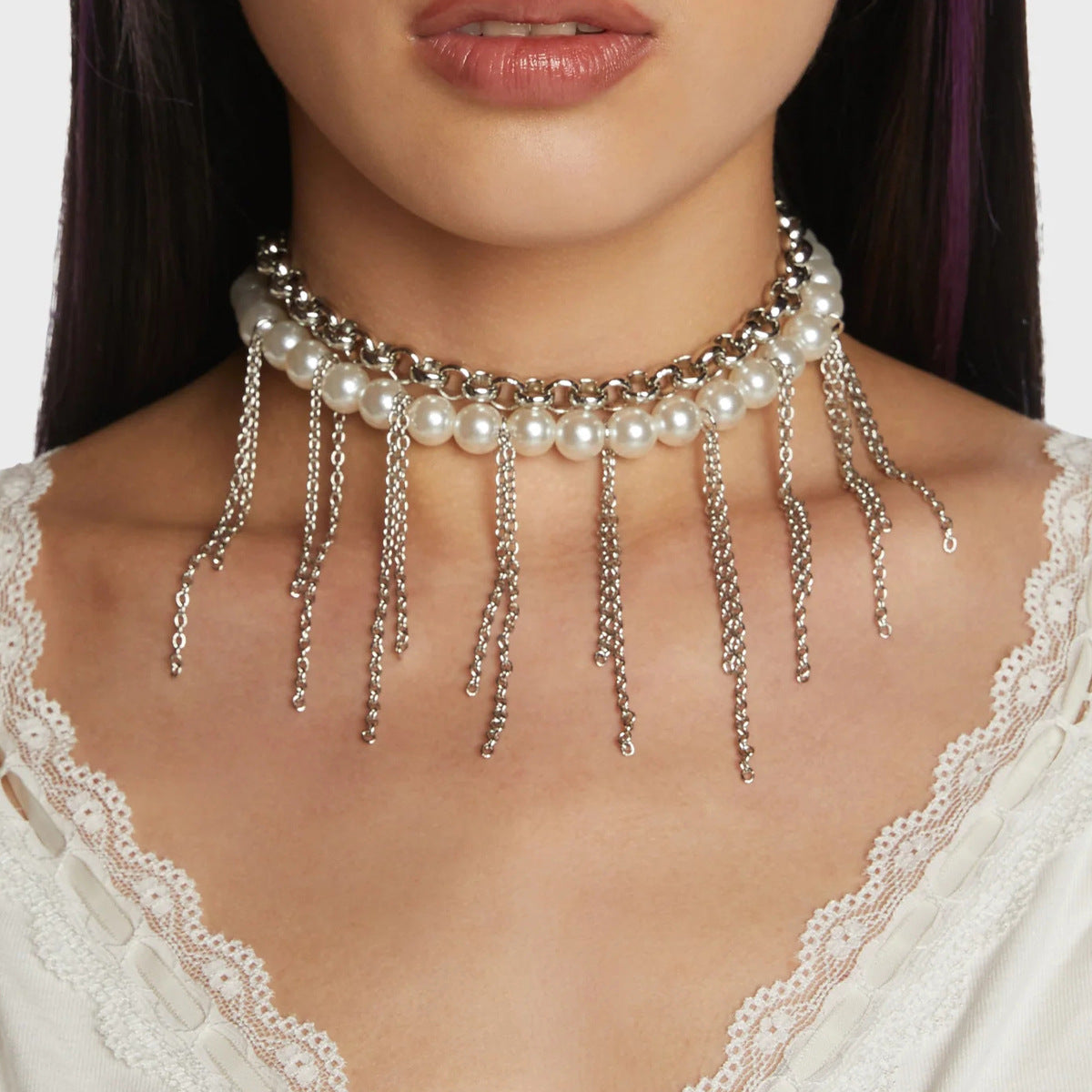 Tassel Sweater Chain Design Double Layer Vintage Necklace