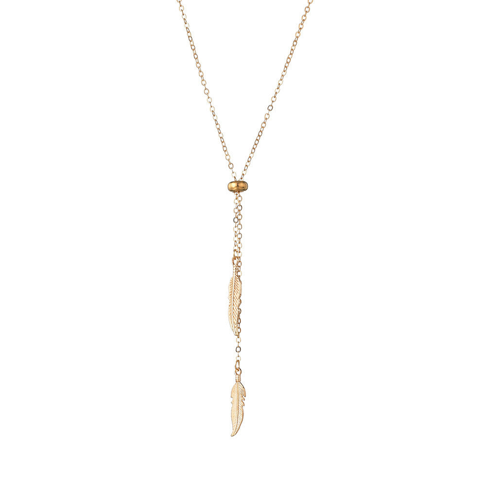 Sexy Square Long Tassel Leaf Pendant Necklace