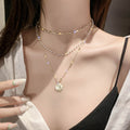 Portrait Round Pendant Bead Chain Necklace