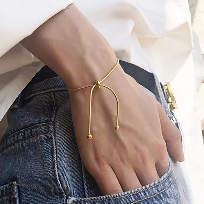Metallic Long Chain Tassel Necklace Hand Jewelry