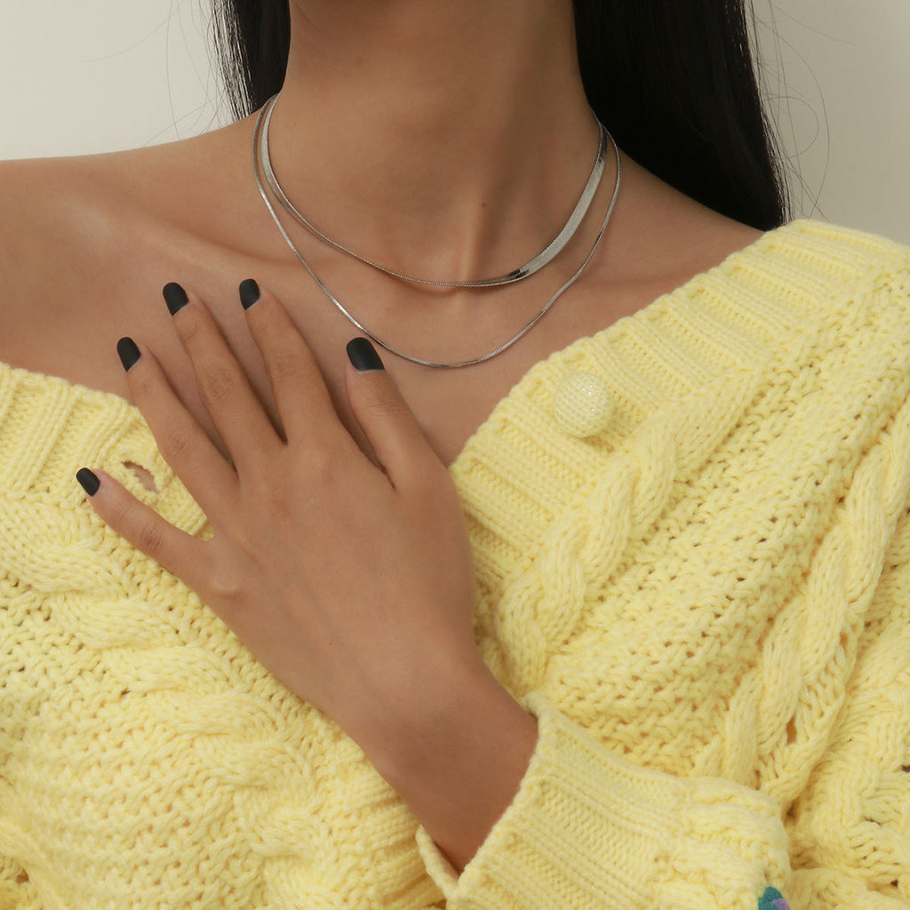 Double Layer Snake Chain Necklace for Women