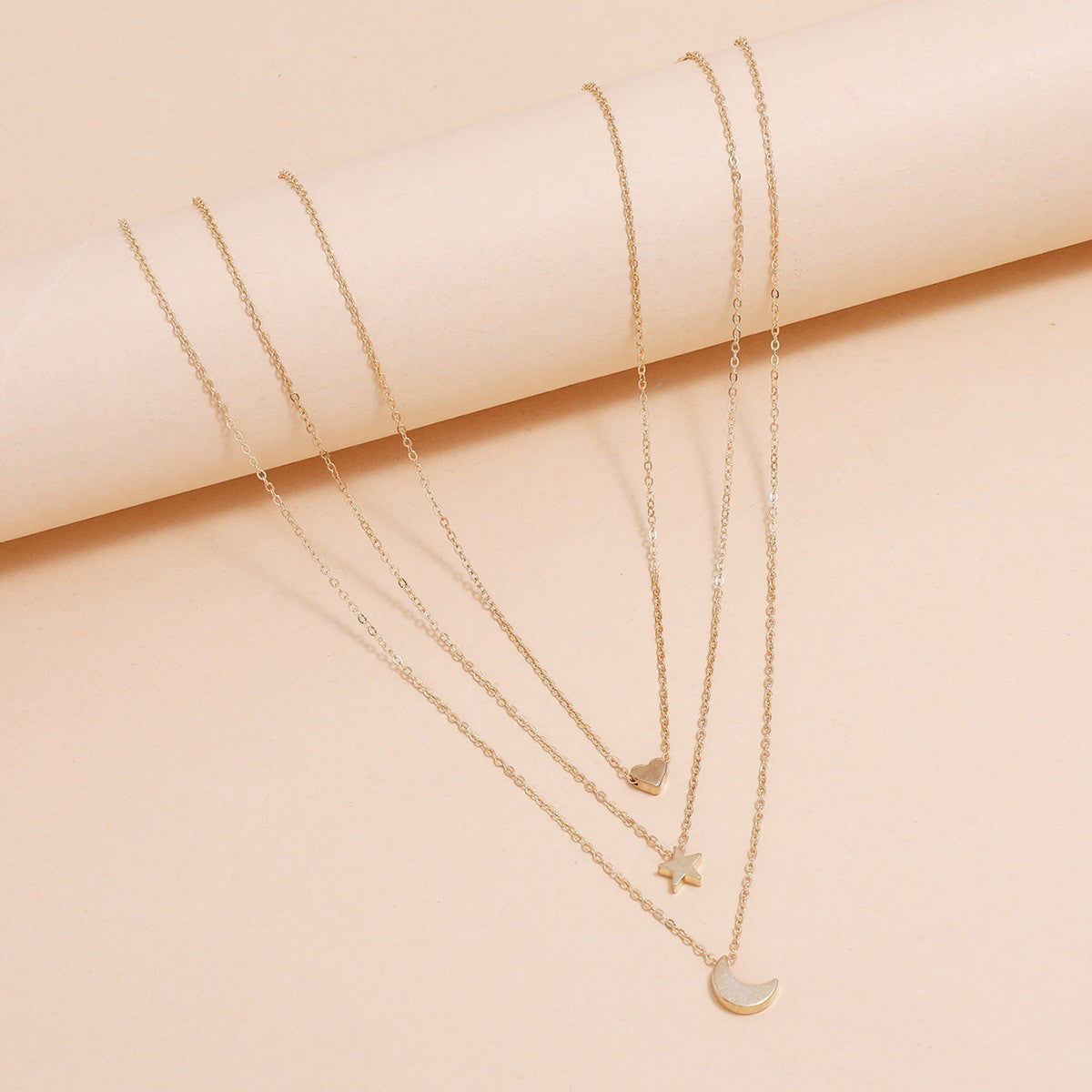 Chain Moon Star Heart Necklace Women Multi Layer Chains