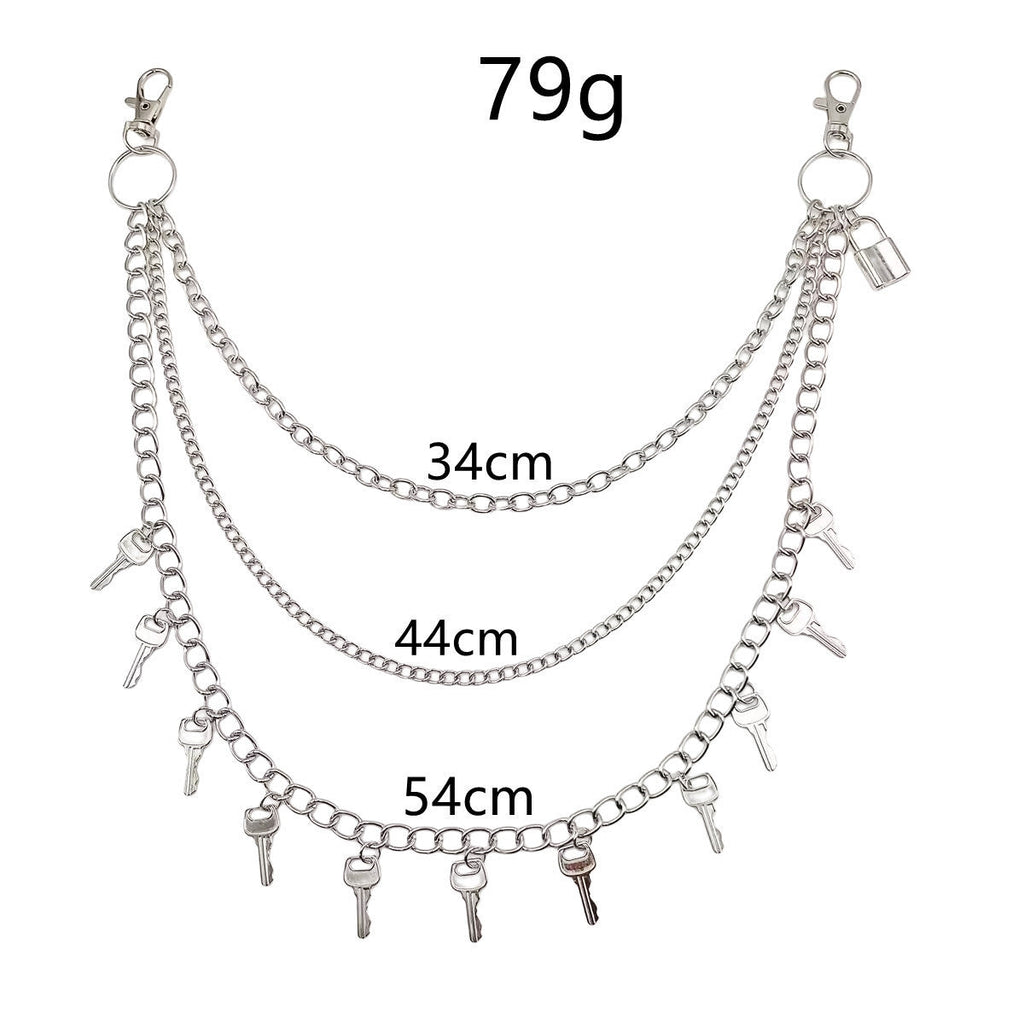 Vintage Metal Key Pendant Multi-layer Waist Chain