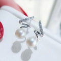 Twisted Rhinestone Pearl Earrings