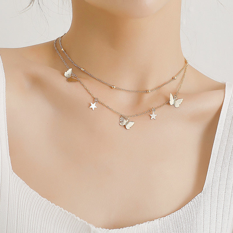 Butterfly Chain Charm Pendant Necklace