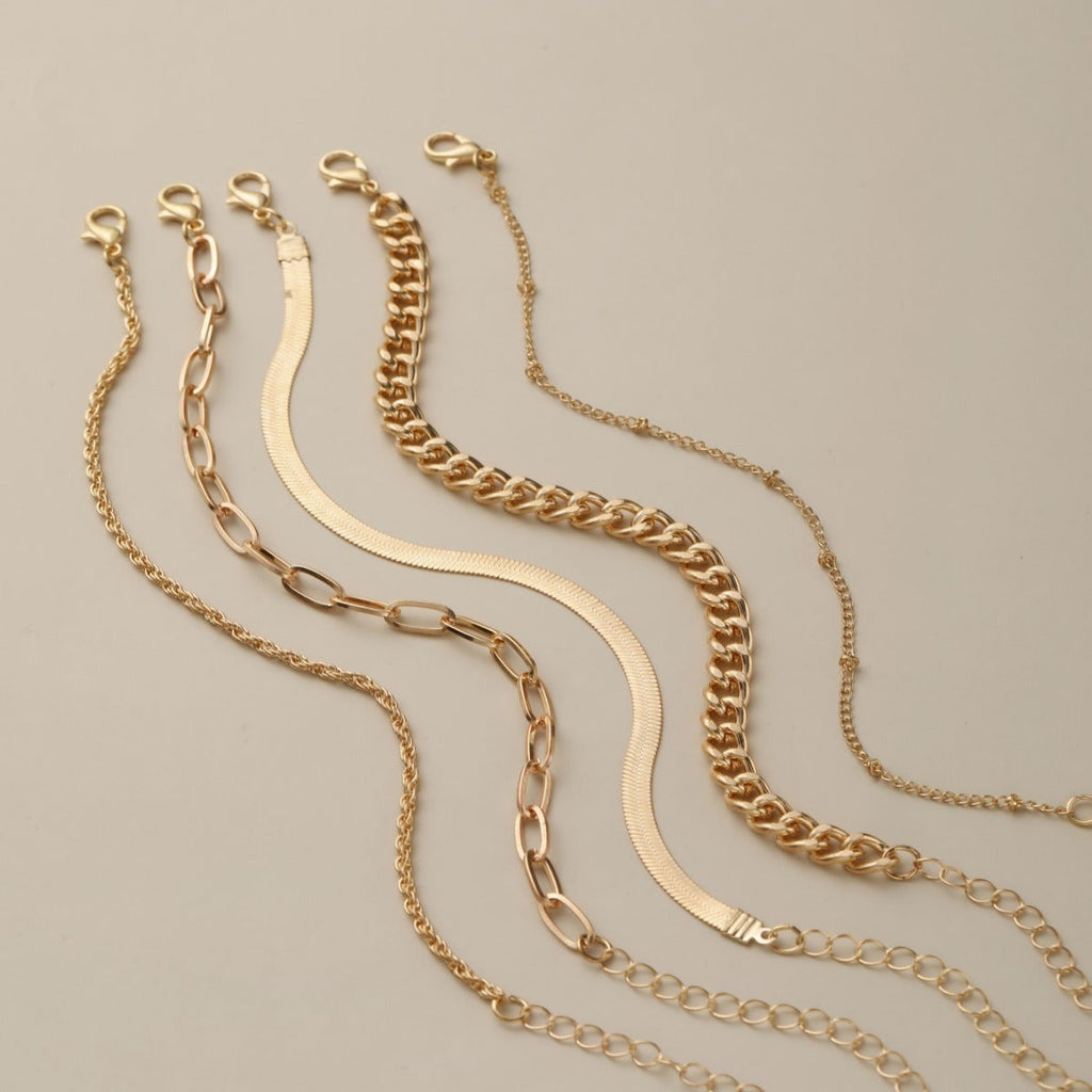 Flat Snake Twist Chain Bracelet Set