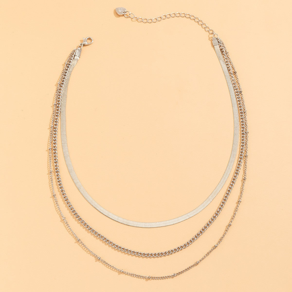 Chain Choker Necklace Gold Silver Plated Three Link Chains Layer Jewelry